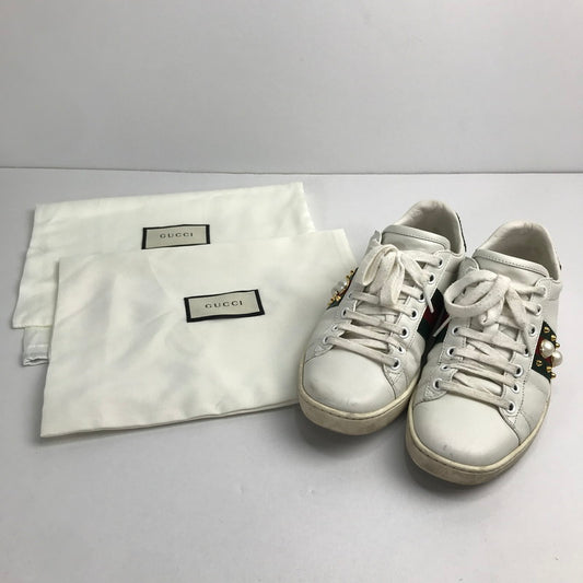 【中古品】【メンズ/レディース】 グッチ 431887 パール スタッズ エーススニーカー 183-241025-mh-8-fuz サイズ：３６1/2 カラー：ホワイト 万代Net店