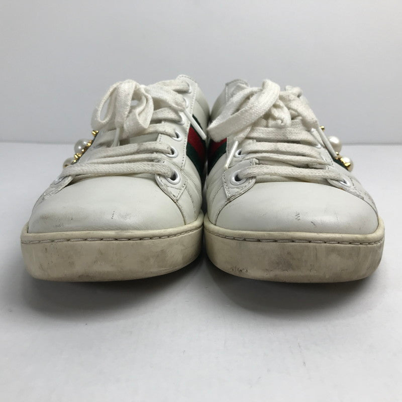 【中古品】【メンズ/レディース】 GUCCI グッチ 431887 パール スタッズ エーススニーカー  183-241025-mh-8-fuz サイズ：３６1/2 カラー：ホワイト 万代Net店