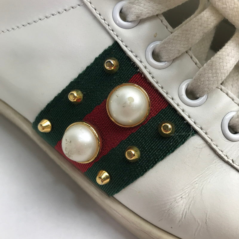 【中古品】【メンズ/レディース】 GUCCI グッチ 431887 パール スタッズ エーススニーカー  183-241025-mh-8-fuz サイズ：３６1/2 カラー：ホワイト 万代Net店