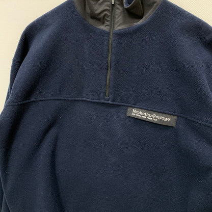 【中古品】【メンズ】 Manhattan Portage マンハッタンポーテージ FLEECE PULLOVER フリースプルオーバー ジャケット アウター ブランド 古着 144-241103-gm-16-fuz サイズ：FREE カラー：ネイビー 万代Net店