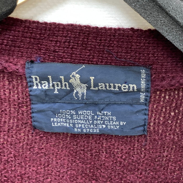 【中古品】【メンズ】 RALPH LAUREN ラルフローレン ニットカーディガン トップス ブランド 古着 145-241124-gm-02-fuz サイズ：不明 カラー：ワイン ブラウン 万代Net店