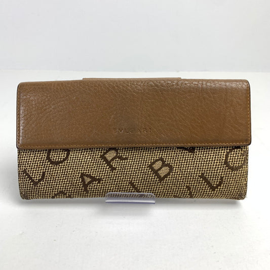 【中古品】【メンズ】 BVLGARI ブルガリ ロゴマニア Wホック 二つ折り 長財布 キャンバス ブランド 181-241108-mh-3-fuz カラー：ブラウン 万代Net店