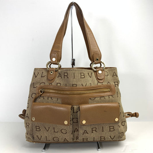 【中古品】【レディース】 BVLGARI ブルガリ マキシロゴベッキー ハンドバッグ キャンバス レザー ブランド 180-241108-mh-4-fuz カラー：ブラウン 万代Net店