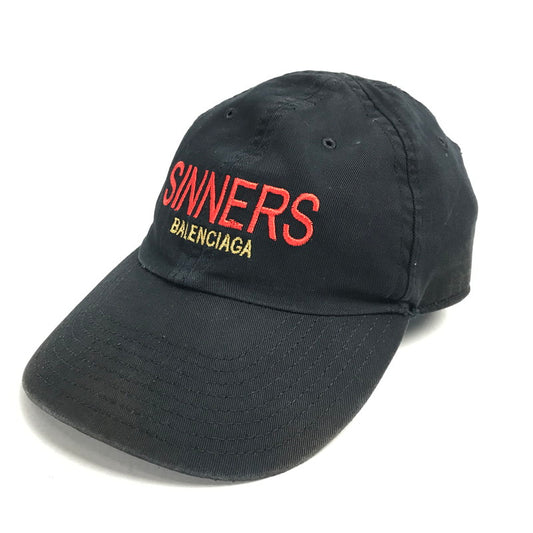 【中古品】【メンズ】 BALENCIAGA バレンシアガ 487067 410B7 18SS SNNERS CAP 刺繍 ロゴ キャップ 帽子 ブランド 185-241113-mh-1-fuz サイズ：L 59 カラー：ブラック 万代Net店