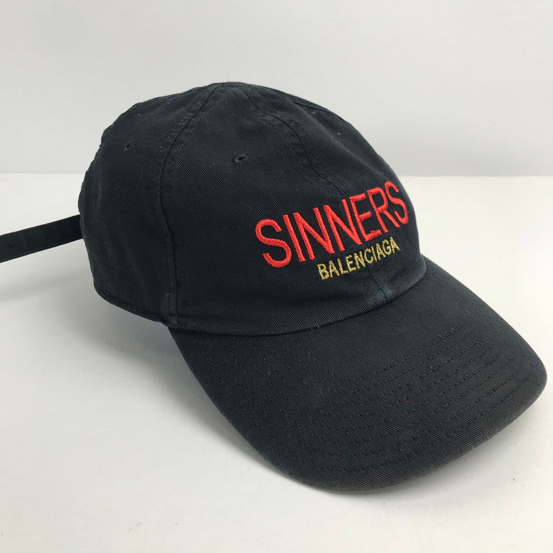 【中古品】【メンズ】 BALENCIAGA バレンシアガ 487067 410B7 18SS SNNERS CAP 刺繍 ロゴ キャップ 帽子 ブランド 185-241113-mh-1-fuz サイズ：L 59 カラー：ブラック 万代Net店