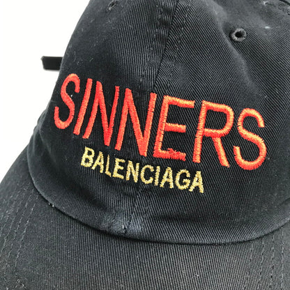 【中古品】【メンズ】 BALENCIAGA バレンシアガ 487067 410B7 18SS SNNERS CAP 刺繍 ロゴ キャップ 帽子 ブランド 185-241113-mh-1-fuz サイズ：L 59 カラー：ブラック 万代Net店