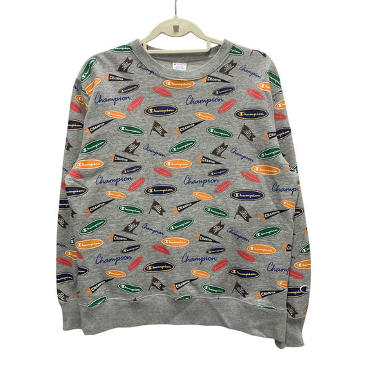 【中古品】【メンズ】 Champion チャンピオン スウェット トップス アウター ブランド 古着 148-250329-gm-13-fuz サイズ：M カラー：グレー 総柄 万代Net店