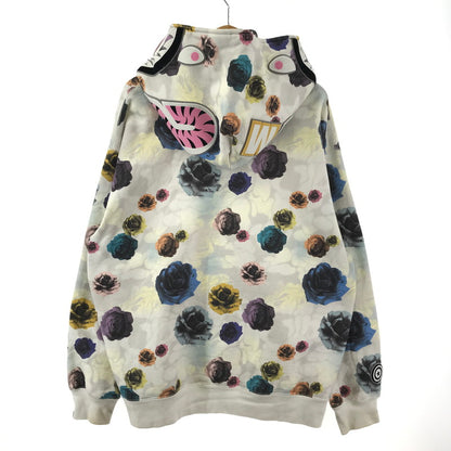 【中古品】【メンズ】 A BATHING APE アベイシングエイプ FLORAL CAMO SHARK RELAXED FIT FULL ZIP HOODIE フルジップ フーディ パーカー トレーナー スウェット フローラルカモ柄 トップス 古着 142-241121-mh-06-fuz サイズ：L カラー：ホワイト 万代Net店