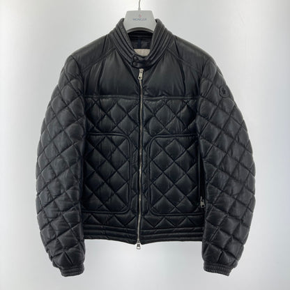 【中古品】【メンズ】 MONCLER モンクレール C20914096005 17AW GEMOT GIUBBOTTO ジェモット レザー ダウン ジャケット コート アウター ブランド 古着 141-241128-mh-01-fuz サイズ：1 カラー：ブラック 万代Net店