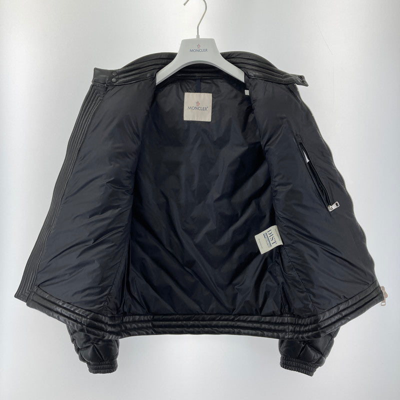 【中古品】【メンズ】 MONCLER モンクレール C20914096005 17AW GEMOT GIUBBOTTO ジェモット レザー ダウン ジャケット コート アウター ブランド 古着 141-241128-mh-01-fuz サイズ：1 カラー：ブラック 万代Net店