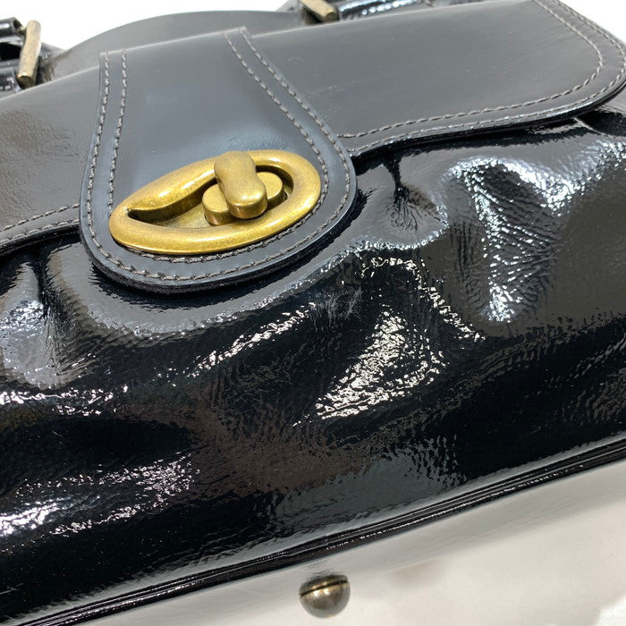 【中古品】【メンズ/レディース】 Paul Smith ポール・スミス エナメル ハンドバッグ ブランド バッグ カバン 188-241130-gm-07-fuz カラー：ブラック 万代Net店