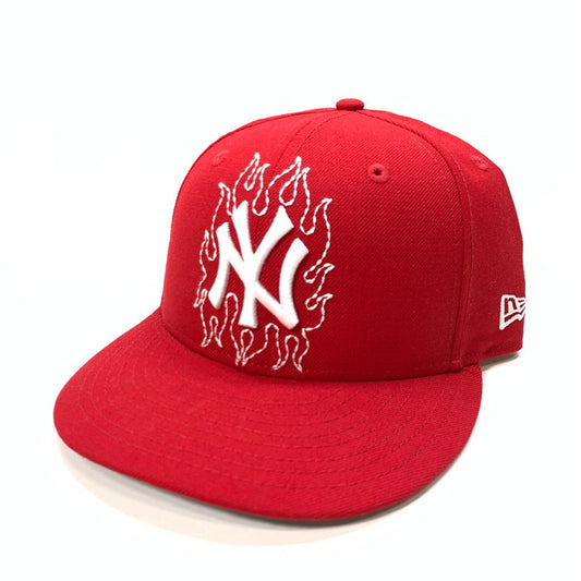 【中古品】【メンズ】 NEW ERA ニューエラ NY FIRE PATTERN STITCH CAP キャップ ブランド 帽子 185-241230-gm-03-fuz サイズ：58.7cm カラー：レッド 万代Net店