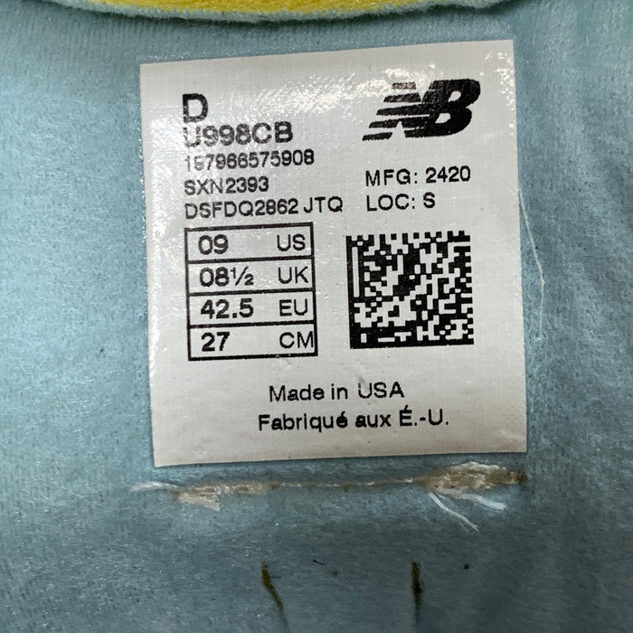 【中古美品】【メンズ】 NEW BALANCE ニューバランス U998CB 998 USA シューズ 靴 スニーカー 162-241222-gm-11-fuz サイズ：27cm カラー：ブルー マルチカラー 万代Net店