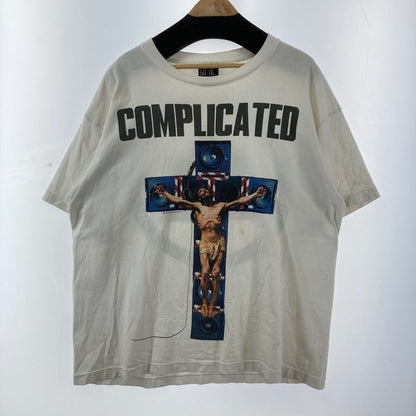 【中古品】【メンズ】  SAINT MICHAEL セントマイケル 河村康輔 SM-A23-0000-C18 COMPLICATED プリント Tシャツ トップス ブランド 古着 142-250205-mh-04-fuz サイズ：XL カラー：ホワイト 万代Net店