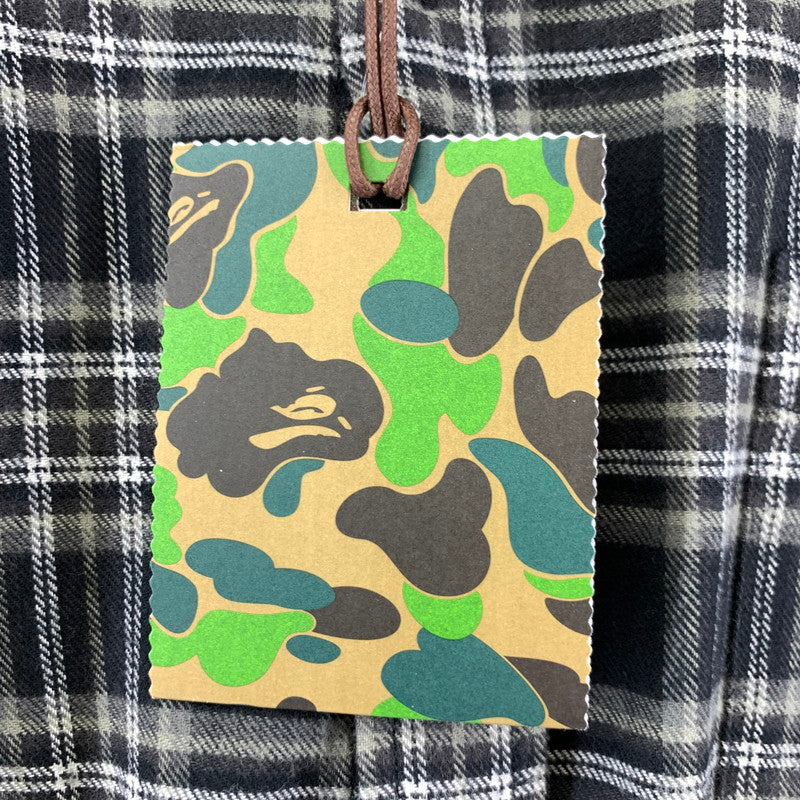 【中古美品】【メンズ】 A BATHING APE アベイシングエイプ ワンポイント チェック シャツ 長袖 ブランド 古着 142-250107-mh-34-fuz サイズ：XL カラー：ブラック・チェック 万代Net店