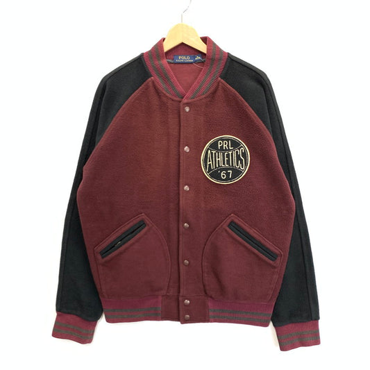 【中古品】【メンズ】 POLO RALPH LAUREN ポロ・ラルフローレン FLEECE BASEBALL VARSITY JACKET スタジアムジャケット アウター 古着 145-250112-gm-37-fuz サイズ：M カラー：ワインレッド 万代Net店