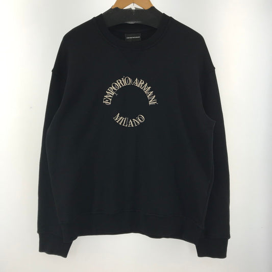 【中古品】【メンズ】 Emporio Armani エンポリオ・アルマーニ LOGO SWEATSHIRT ロゴ スウェット 長袖 トレーナー Tシャツ トップス ブランド 古着 141-250122-mh-14-fuz サイズ：XL カラー：ブラック 万代Net店