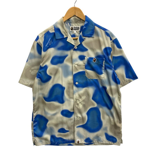 【中古品】【メンズ】 A BATHING APE アベイシングエイプ CAMO COLLAR SHIRT 半袖シャツ トップス 古着 142-250119-gm-39-fuz サイズ：L カラー：ブルー 万代Net店