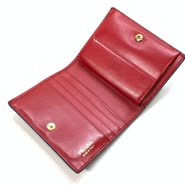 【中古品】【レディース】 PRADA プラダ 1MV021 サフィアーノ コンパクトウォレット 財布 ブランド 181-250126-gm-05-fuz カラー：ブラック 万代Net店