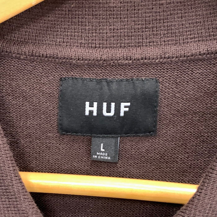 【中古品】【メンズ】 HUF ハフ FREDDIE GIBBS ジップセーター 半袖 カットソー 古着 142-250126-gm-24-fuz サイズ：L カラー：ブラウン 万代Net店