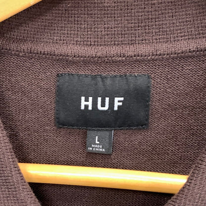 【中古品】【メンズ】 HUF ハフ FREDDIE GIBBS ジップセーター 半袖 カットソー 古着 142-250126-gm-24-fuz サイズ：L カラー：ブラウン 万代Net店