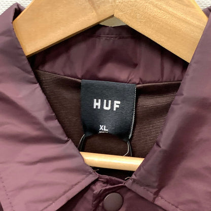 【中古品】【メンズ】 HUF ハフ コーチジャケット ナイロンジャケット トップス アウター ブランド 古着 142-250126-gm-15-fuz サイズ：XL カラー：ワインレッド 万代Net店