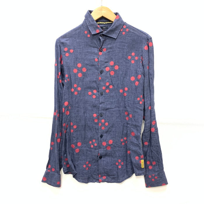 【中古品】【メンズ】 ARMANI JEANS アルマーニ・ジーンズ 長袖シャツ トップス ブランド 古着 141-250201-gm-40-fuz サイズ：XS カラー：ネイビー 万代Net店