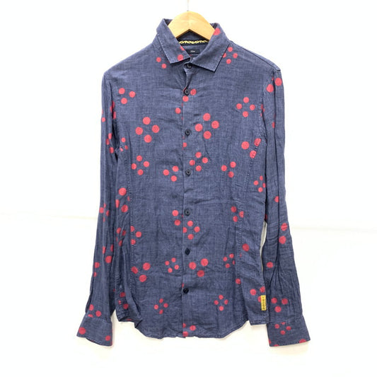 【中古品】【メンズ】 ARMANI JEANS アルマーニ・ジーンズ 長袖シャツ トップス ブランド 古着 141-250201-gm-40-fuz サイズ：XS カラー：ネイビー 万代Net店