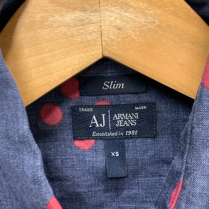 【中古品】【メンズ】 ARMANI JEANS アルマーニ・ジーンズ 長袖シャツ トップス ブランド 古着 141-250201-gm-40-fuz サイズ：XS カラー：ネイビー 万代Net店