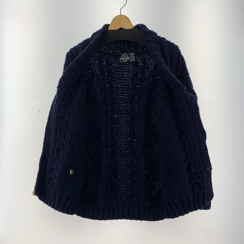 【中古品】【メンズ】 ARTESANIA アルテサニア ウール ニット カーディガン トップス 長袖 古着 145-260306-mh-02-fuz サイズ：S カラー：ネイビー 万代Net店