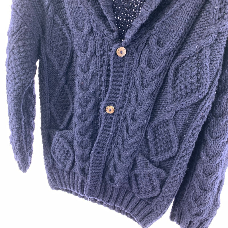 【中古品】【メンズ】 ARTESANIA アルテサニア ウール ニット カーディガン トップス 長袖 古着 145-260306-mh-02-fuz サイズ：S カラー：ネイビー 万代Net店