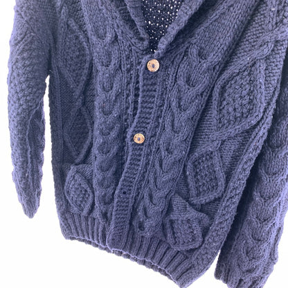 【中古品】【メンズ】 ARTESANIA アルテサニア ウール ニット カーディガン トップス 長袖 古着 145-260306-mh-02-fuz サイズ：S カラー：ネイビー 万代Net店