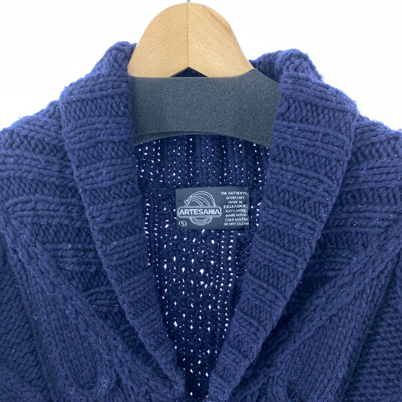 【中古品】【メンズ】 ARTESANIA アルテサニア ウール ニット カーディガン トップス 長袖 古着 145-260306-mh-02-fuz サイズ：S カラー：ネイビー 万代Net店