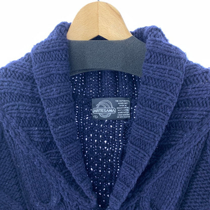 【中古品】【メンズ】 ARTESANIA アルテサニア ウール ニット カーディガン トップス 長袖 古着 145-260306-mh-02-fuz サイズ：S カラー：ネイビー 万代Net店