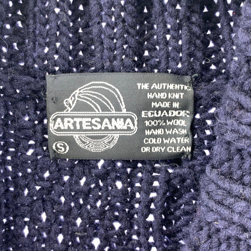 【中古品】【メンズ】 ARTESANIA アルテサニア ウール ニット カーディガン トップス 長袖 古着 145-260306-mh-02-fuz サイズ：S カラー：ネイビー 万代Net店