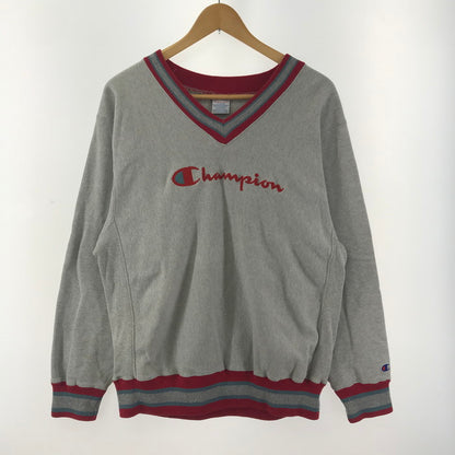 【中古品】Champion チャンピオン 90‘S リバースウィーブ 刺繡タグ USA製 Vネック スウェット トレーナー シャツ トップス ブランド 古着 146-250129-mh-02-fuz サイズ：XL カラー：グレー 万代Net店
