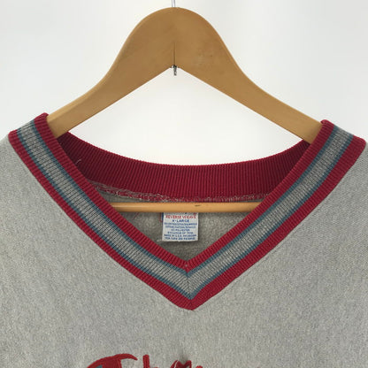 【中古品】Champion チャンピオン 90‘S リバースウィーブ 刺繡タグ USA製 Vネック スウェット トレーナー シャツ トップス ブランド 古着 146-250129-mh-02-fuz サイズ：XL カラー：グレー 万代Net店