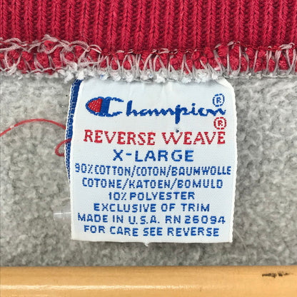 【中古品】Champion チャンピオン 90‘S リバースウィーブ 刺繡タグ USA製 Vネック スウェット トレーナー シャツ トップス ブランド 古着 146-250129-mh-02-fuz サイズ：XL カラー：グレー 万代Net店