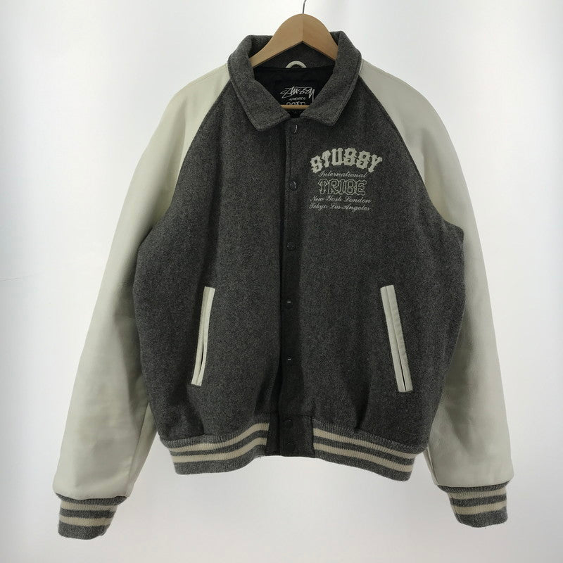 【中古品】【メンズ】 STUSSY ステューシー 05AW 25周年 VARSITY JACKET スタジアム ジャケット スタジャン アウター コート ブルゾン ブランド 古着 142-250203-mh-02-fuz サイズ：XL カラー：グレー 万代Net店