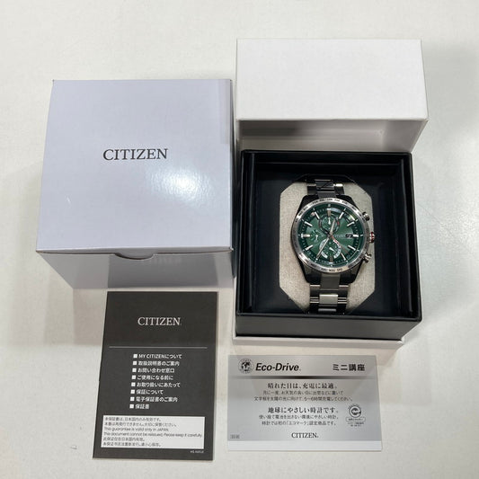 【中古美品】【メンズ】 CITIZEN シチズン ATTESA アテッサ エコドライブ AT8181-63W ソーラー電波時計 腕時計 197-250207-mh-04-fuz カラー：シルバー グリーン 万代Net店