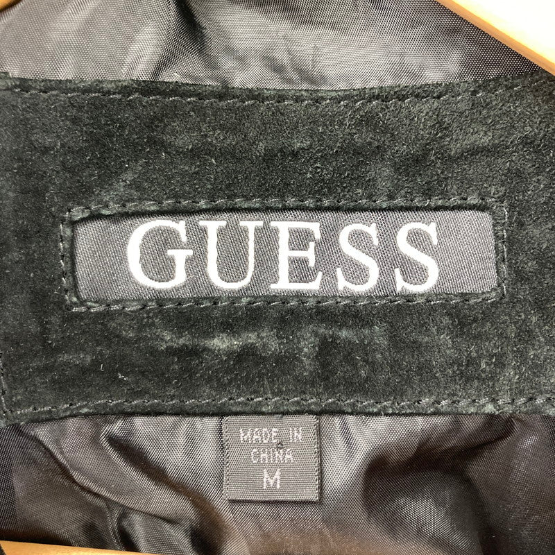 【中古品】【メンズ】 Guess ゲス LOOSE SUEDE LEATHER TRACKER JACKET ルーズ スエード レザー トラッカー ジャケット アウター ブルゾン ブランド 古着 141-250205-mh-02-fuz サイズ：M カラー：ブラック 万代Net店