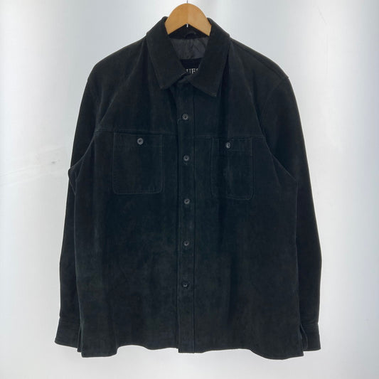 【中古品】【メンズ】 Guess ゲス LOOSE SUEDE LEATHER TRACKER JACKET ルーズ スエード レザー トラッカー ジャケット アウター ブルゾン ブランド 古着 141-250205-mh-02-fuz サイズ：M カラー：ブラック 万代Net店