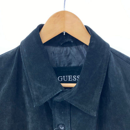 【中古品】【メンズ】 Guess ゲス LOOSE SUEDE LEATHER TRACKER JACKET ルーズ スエード レザー トラッカー ジャケット アウター ブルゾン ブランド 古着 141-250205-mh-02-fuz サイズ：M カラー：ブラック 万代Net店