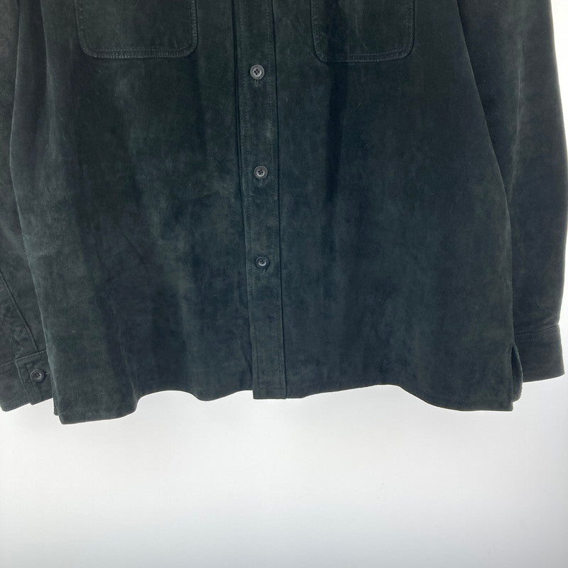 【中古品】【メンズ】 Guess ゲス LOOSE SUEDE LEATHER TRACKER JACKET ルーズ スエード レザー トラッカー ジャケット アウター ブルゾン ブランド 古着 141-250205-mh-02-fuz サイズ：M カラー：ブラック 万代Net店