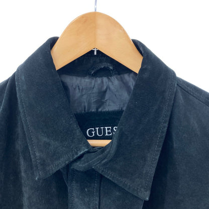 【中古品】【メンズ】 Guess ゲス LOOSE SUEDE LEATHER TRACKER JACKET ルーズ スエード レザー トラッカー ジャケット アウター ブルゾン ブランド 古着 141-250205-mh-02-fuz サイズ：M カラー：ブラック 万代Net店