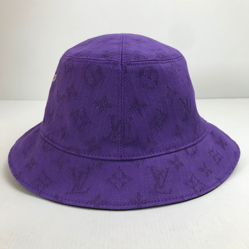 【中古美品】【メンズ/レディース】 LOUIS VUITTON ルイ・ヴィトン M77851 シャポーモノグラム エッセンシャル バケットハット リバーシブル モノグラム 帽子 179-250213-mh-04-fuz カラー：ブラック パープル 万代Net店