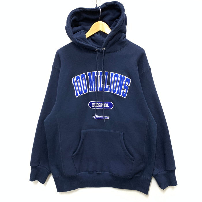 【中古品】【メンズ】 BUDSPOOL 100 MILLIONS HEAVY WEIGHT HOODED SWEAT パーカー ブランド 古着 142-250215-gm-05-fuz サイズ：L カラー：ネイビー 万代Net店