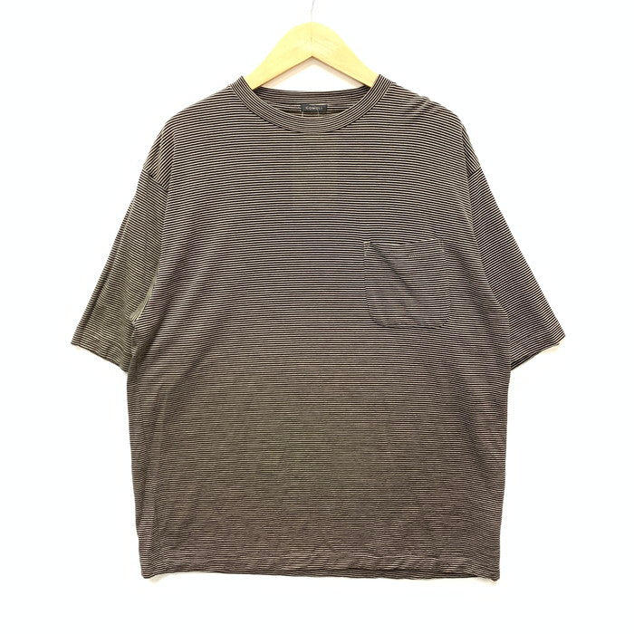 【中古品】【メンズ】 COMOLI コモリ Z01-05023 SUMMER WOOL SS TEE 半袖Tシャツ カットソー トップス ブランド 古着 140-250216-gm-40-fuz サイズ：03 カラー：ブラウン ボーダー 万代Net店