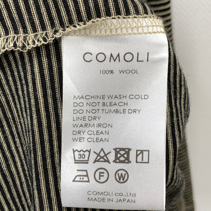 【中古品】【メンズ】 COMOLI コモリ Z01-05023 SUMMER WOOL SS TEE 半袖Tシャツ カットソー トップス ブランド 古着 140-250216-gm-40-fuz サイズ：03 カラー：ブラウン ボーダー 万代Net店