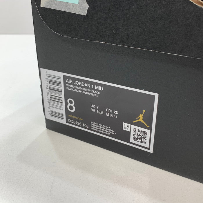 【中古品】【メンズ】 NIKE ナイキ DQ8426-103 AIR JORDAN 1 MID "GREEN GLOW" エアジョーダン 1 ミッド スニーカー 160-250301-gm-11-fuz サイズ：26cm カラー：ホワイト ブラック 万代Net店